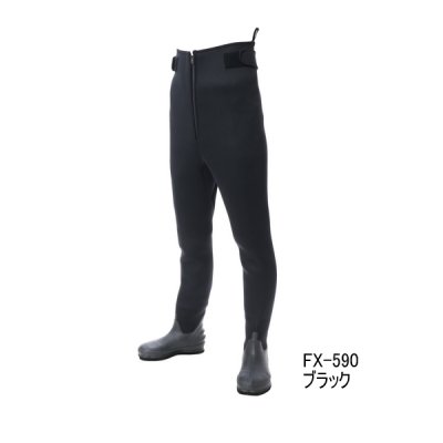 画像1: 阪神素地 国産スリムウェーダー（中割） FX-590 ブラック 3LXサイズ