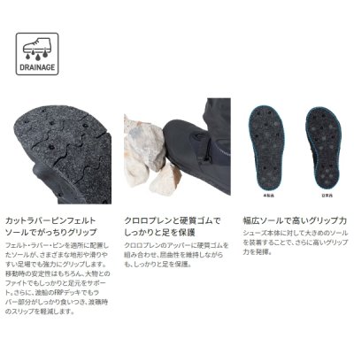 画像2: （26年9月新商品） シマノ ロックウェーディングブーツ カットラバーピンフェルト FS-67YZ ブラック 2XLサイズ （9月発売予定／ご予約受付中）