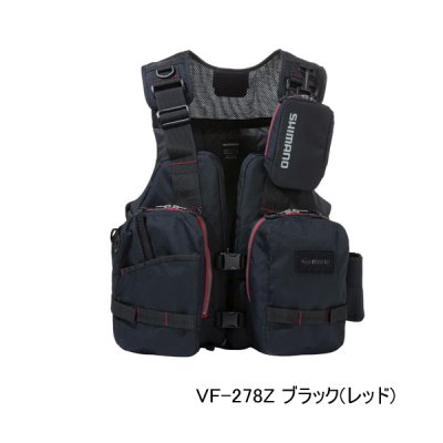 画像1: （26年9月新商品） シマノ ゲームベスト VF-278Z ブラック（レッド） フリーサイズ （9月発売予定／ご予約受付中）