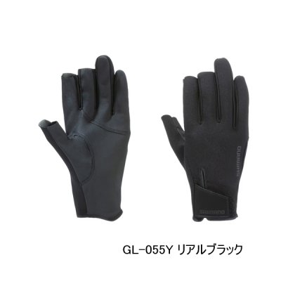 画像1: （26年10月新商品） シマノ 03 タイタニューム・アルファ グローブ 3 セミロング GL-055Y リアルブラック XLサイズ （10月発売予定／ご予約受付中）