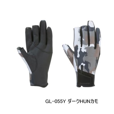画像1: （26年10月新商品） シマノ 03 タイタニューム・アルファ グローブ 3 セミロング GL-055Y ダークHUNカモ XLサイズ （10月発売予定／ご予約受付中）