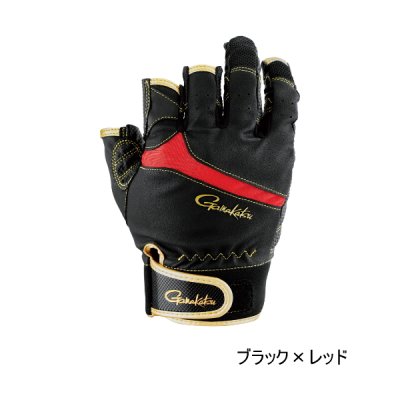 画像1: （26年10月新商品） がまかつ エルゴグリップグローブ（3本切） GM-7313 ブラック×レッド Mサイズ （10月発売予定／ご予約受付中）