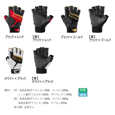 画像2: （26年10月新商品） がまかつ ウィンドシェルグローブ（5本切） GM-7312 ブラック×ゴールド LLサイズ （10月発売予定／ご予約受付中）