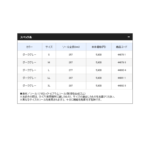 ≪'20年9月新商品！≫ シマノ ジオロック・ビブラム ソールキット KT-063S ダークグレー Lサイズ