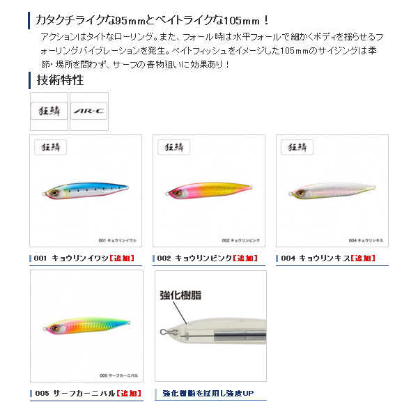 年4月新商品 シマノ 熱砂 シースパロー 95s 105hs Ar C Ol 295n 005 サーフカーニバル 95mm 28g 4個セット 小型商品