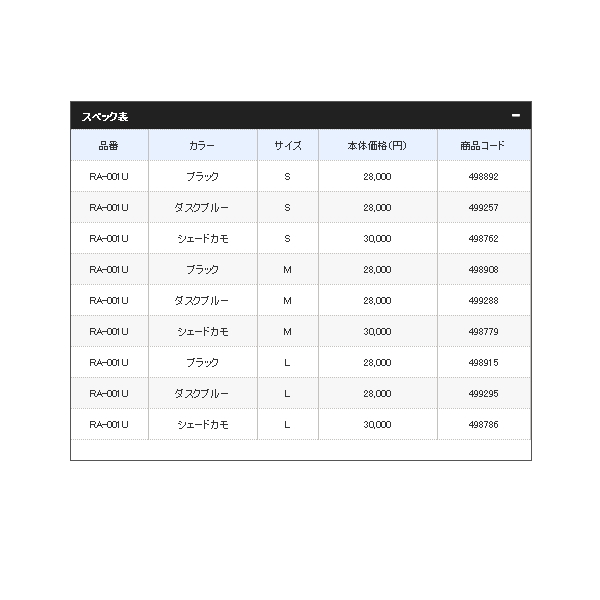 ≪'21年3月新商品！≫ シマノ レインギアスーツ 01 RA-001U ブラック Mサイズ [3月発売予定/ご予約受付中]
