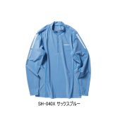 画像: ≪'24年3月新商品！≫ シマノ ウォーターリペル ハーフジップシャツ ロングスリーブ SH-040X サックスブルー Mサイズ [3月発売予定/ご予約受付中]