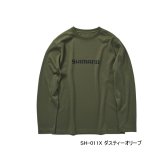 画像: ≪'24年9月新商品！≫ シマノ ドライロゴTシャル ロングスリーブ SH-011X ダスティーオリーブ XLサイズ [9月発売予定/ご予約受付中]