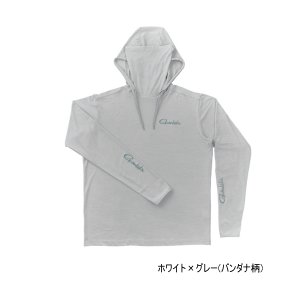 画像: ≪'25年3月新商品！≫ がまかつ サンシェードフーディTシャツ GM-3747 ホワイト×グレー(バンダナ柄) Mサイズ