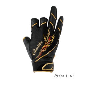 画像: （25年12月新商品） がまかつ ストレッチフィッシンググローブ（3本切） GM-7308 ブラック×ゴールド LLサイズ （12月発売予定／ご予約受付中）
