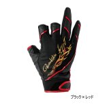 画像: (25年12月新商品) がまかつ ストレッチフィッシンググローブ(3本切) GM-7308 ブラック×レッド LLサイズ (12月発売予定/ご予約受付中)