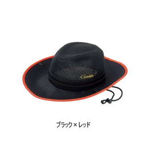 画像: がまかつ ライトクールストローハット GM-9890 ブラック×レッド LLサイズ