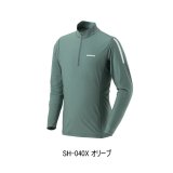 画像: （26年3月新商品） シマノ ウォーターリペル ハーフジップシャツ ロングスリーブ SH-040X オリーブ 2XLサイズ （3月発売予定／ご予約受付中）