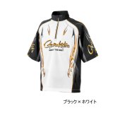 画像: （26年4月新商品） がまかつ 2WAYプリントジップシャツ（半袖） GM-3815 ブラック×ホワイト 5Lサイズ （4月発売予定／ご予約受付中）