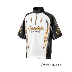 画像: （26年4月新商品） がまかつ 2WAYプリントジップシャツ（半袖） GM-3815 ブラック×ホワイト 5Lサイズ （4月発売予定／ご予約受付中）
