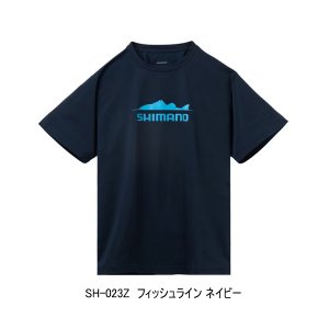 画像: （26年3月新商品） シマノ ドライグラフィックTシャツ SH-023Z フィッシュライン　ネイビー 2XLサイズ （3月発売予定／ご予約受付中）
