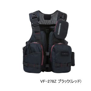画像: （26年9月新商品） シマノ ゲームベスト VF-278Z ブラック（レッド） フリーサイズ （9月発売予定／ご予約受付中）