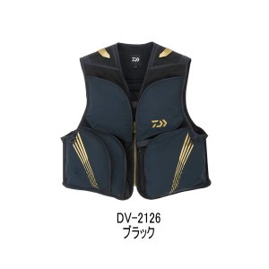 画像: (26年4月新商品) ダイワ クールショートベスト DV-2126 ブラック キングサイズ