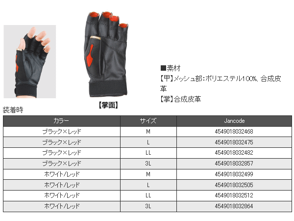 画像: ≪新商品！≫ がまかつ エルゴグリップ (R) フィッシンググローブ GM-7200 ホワイト/レッド LLサイズ