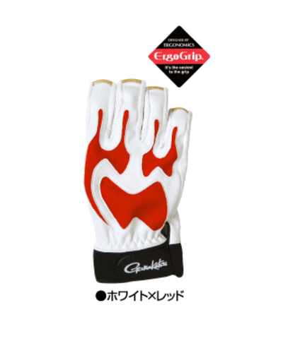 画像1: ≪新商品！≫ がまかつ エルゴグリップ (R) フィッシンググローブ GM-7200 ホワイト/レッド LLサイズ