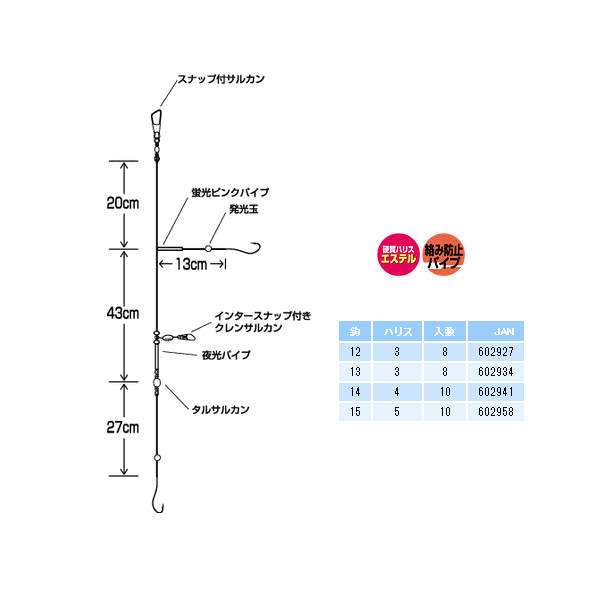 画像: ハヤブサ 投げ遊動 カレイ・アイナメ 2本鈎3セット NT650 13号（ハリス　3号） 【10点セット】