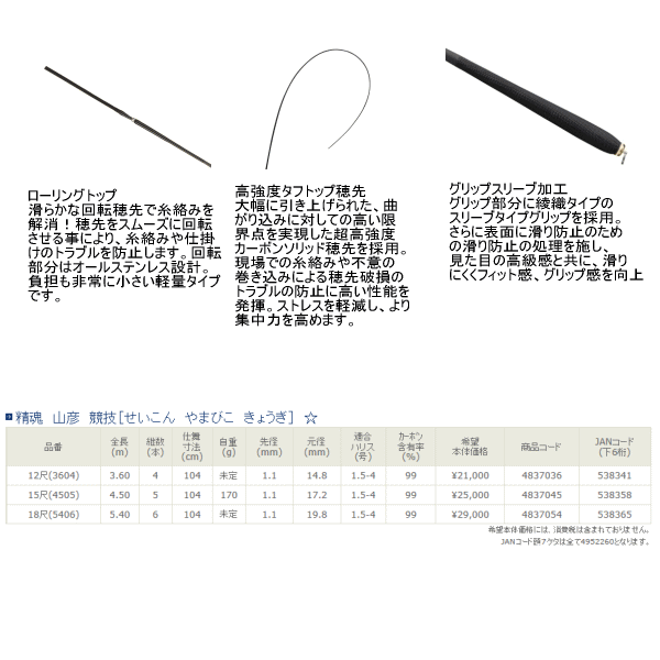 画像: ≪新商品！≫ 宇崎日新 精魂 山彦 競技 12尺 【保証書付き】