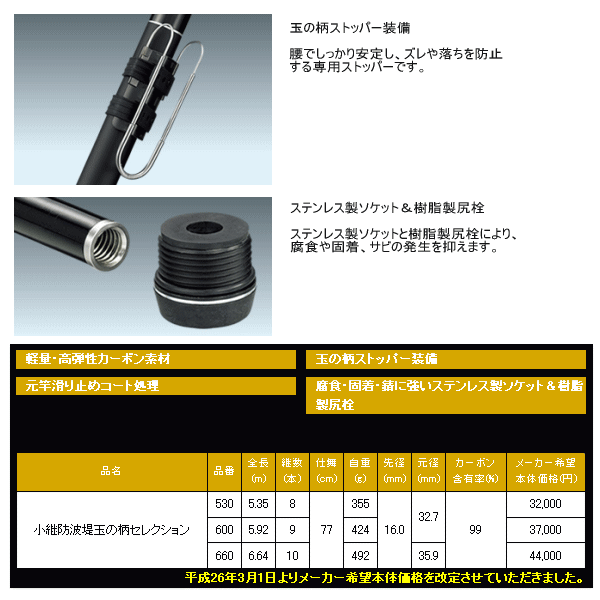 画像: 【送料・代引手数料サービス】 黒鯛工房 ブラッキー 小継 防波堤 玉の柄 セレクション 530 【保証書付き】 〔仕舞寸法 77cm〕