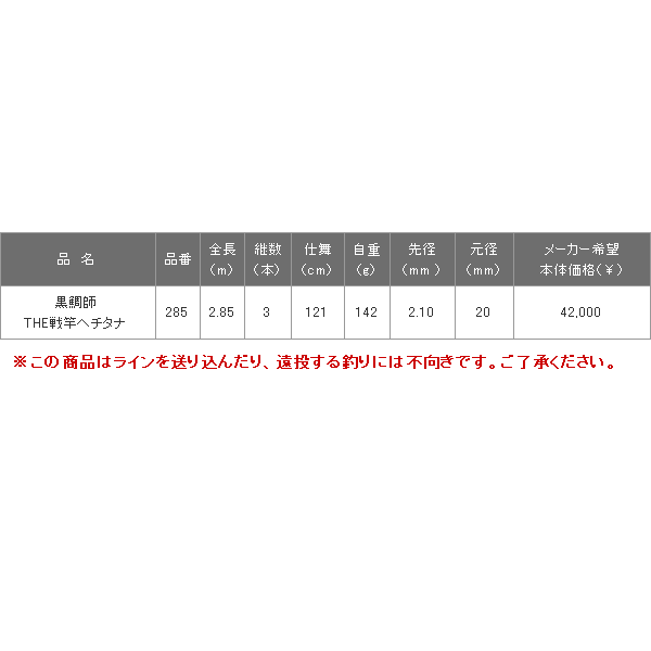 画像: 【送料サービス】 ≪'17年4月新商品！≫ 黒鯛工房 黒鯛師 THE戦竿へチ タナ 285 〔仕舞寸法 121cm〕