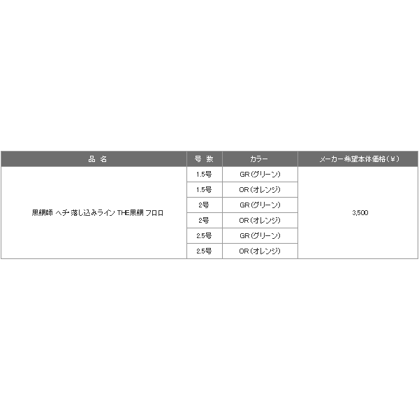 画像: ≪'17年3月新商品！≫ 黒鯛工房 黒鯛師 ヘチ・落し込みライン THE黒鯛 フロロ 2.5号 OR (オレンジ)