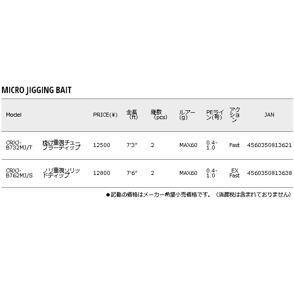 画像: ≪'17年8月新商品！≫ メジャークラフト 「三代目」クロステージ マイクロジギング CRXJ-B732MJ/T 〔仕舞寸法 114.2cm〕 【保証書付き】