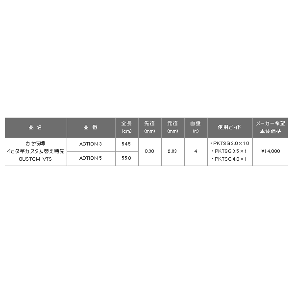 画像: ≪'18年9月新商品！≫ ≪パーツ≫ 黒鯛工房 カセ筏師 イカダ竿カスタム替え穂先 カスタム-VTS ACTION 3 〔全長 54.5cm〕 [9月発売予定/ご予約受付中]