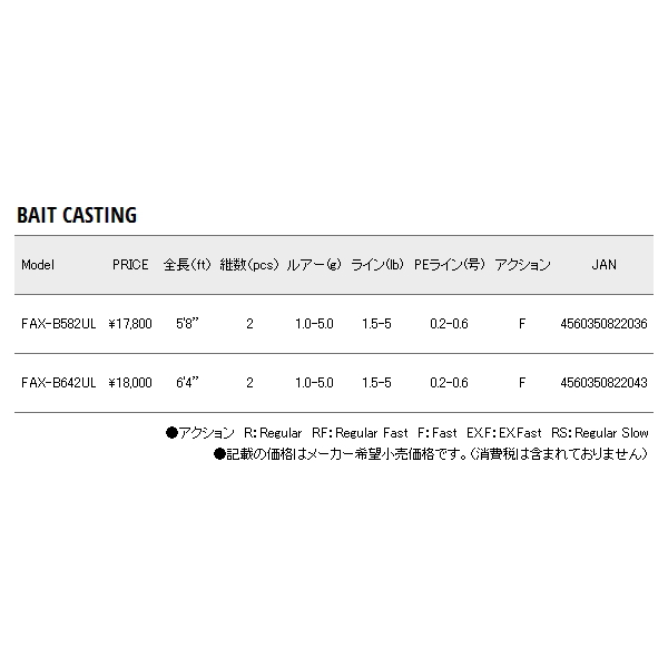 画像: ≪'18年10月新商品！≫ メジャークラフト 新ファインテール エリア FAX-B582UL 〔仕舞寸法 85cm〕 【保証書付き】