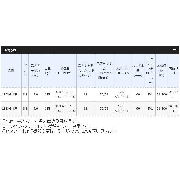 画像: ≪'19年5月新商品！≫ シマノ '19 グラップラー CT 151XG (左) [5月発売予定/ご予約受付中]