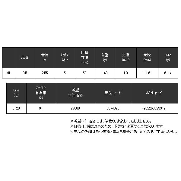 画像: ≪'19年1月新商品！≫ 宇崎日新 ファビュラス 805 ML 2.55m 〔仕舞寸法 58cm〕 【保証書付き】