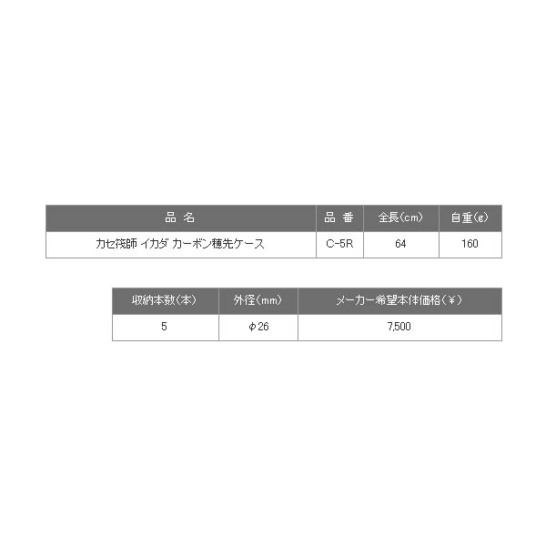 画像: ≪'19年3月新商品！≫ 黒鯛工房 カセ筏師 イカダ カーボン穂先ケース C-5R 〔全長 64cm〕 [3月発売予定/ご予約受付中]