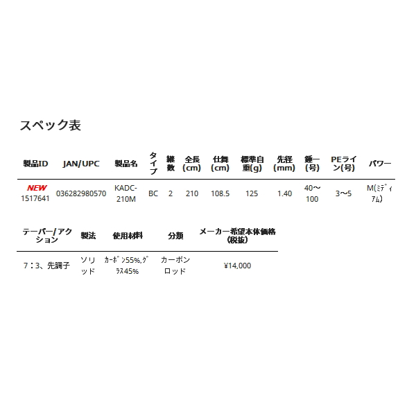 画像: ≪'19年10月新商品！≫ アブガルシア 黒船 アマダイ KADC-210M 〔仕舞寸法 108.5cm〕 [10月発売予定/ご予約受付中]