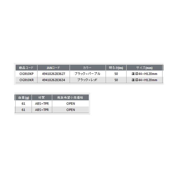 画像: ≪'19年11月新商品！≫ OGK LEDハンディライト910 OG910KP ブラック×パープル