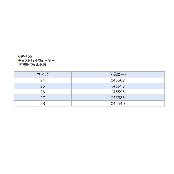 画像: 阪神素地 チェストハイウェーダー(中割・フェルト底) CW-455 カーキ 25cm