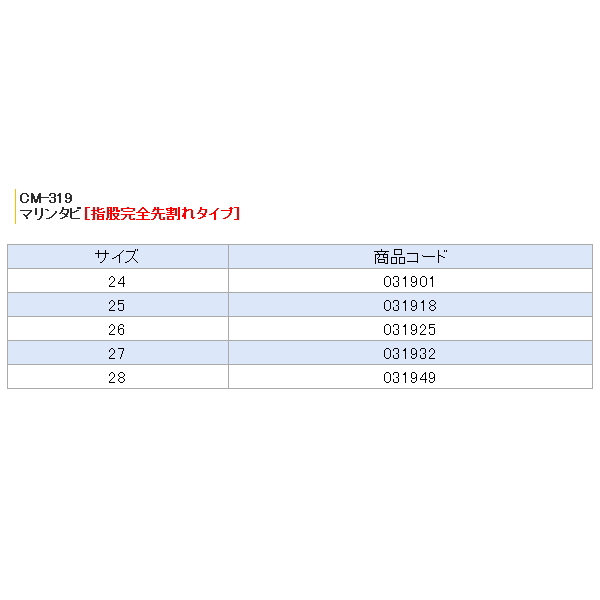 画像: 阪神素地 マリンタビ (指股完全先割れタイプ) CM-319 ブラック 28cm