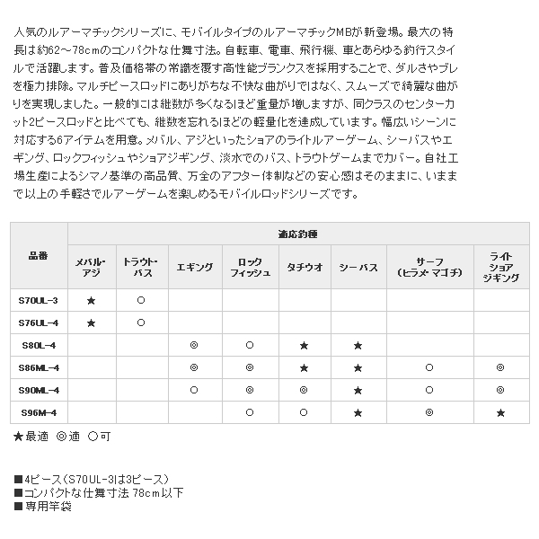 画像2: ≪'20年7月新商品！≫ シマノ ルアーマチック MB S80L-4 〔仕舞寸法 66.2cm〕 [7月発売予定/ご予約受付中]