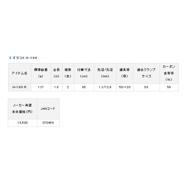 画像: ≪'20年9月新商品！≫ ダイワ エギタコ X H-180・R 〔仕舞寸法 95cm〕