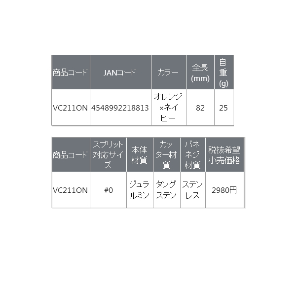 画像: ≪'21年2月新商品！≫ PROX タイニースプリットプライヤー VC211ON オレンジ×ネイビー