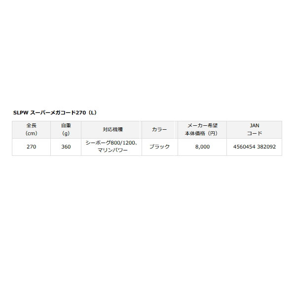 画像: ≪'17年12月新商品！≫ ダイワ SLPW スーパーメガコード 270 (L) ブラック 【小型商品】