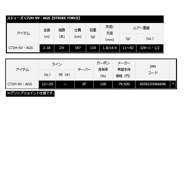 ≪'21年4月新商品！≫ ダイワ スティーズ ストライクフォース C72H-SV