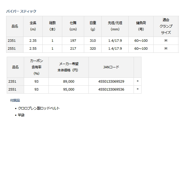 画像: ≪'21年2月新商品！≫ ダイワ バイパー スティック 2551 〔仕舞寸法 217cm〕 【保証書付き】 【大型商品2/代引不可】