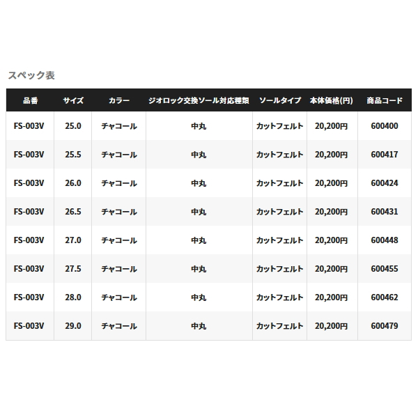 画像: ≪'22年1月新商品！≫ シマノ ウェーディングシューズ カットフェルト FS-003V チャコール 25.0cm [1月発売予定/ご予約受付中]