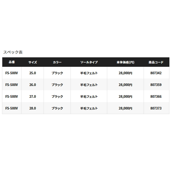 画像: ≪'22年3月新商品！≫ シマノ リミテッド プロ アユシューズ 羊毛フェルト FS-500V ブラック 25.0cm [3月発売予定/ご予約受付中]