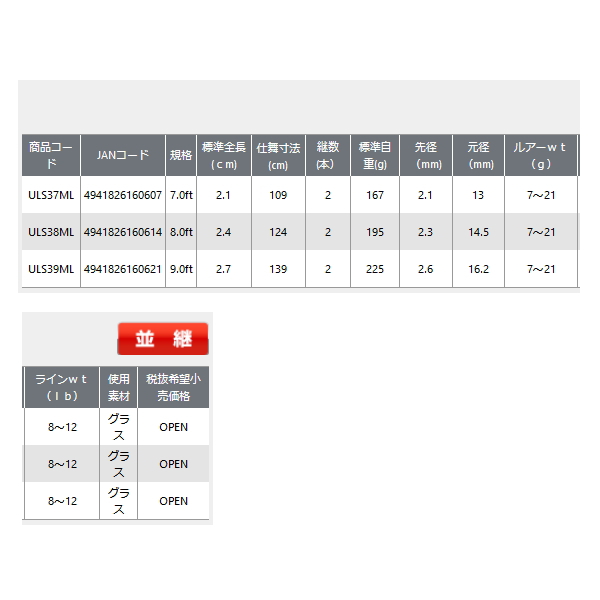 画像: ≪'22年4月新商品！≫ OGK 海のルアー竿 3 ULS37ML 〔仕舞寸法 109cm〕