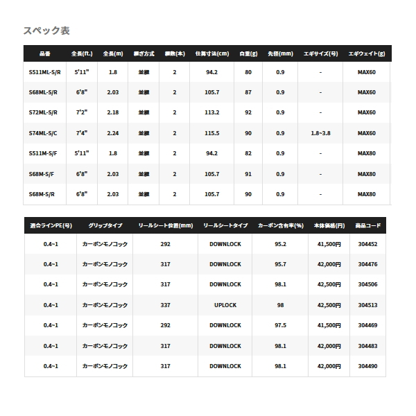 画像: ≪'22年8月新商品！≫ シマノ セフィア XR ティップエギング S68ML-S/R 〔仕舞寸法 105.7cm〕 【保証書付き】 [8月発売予定/ご予約受付中]