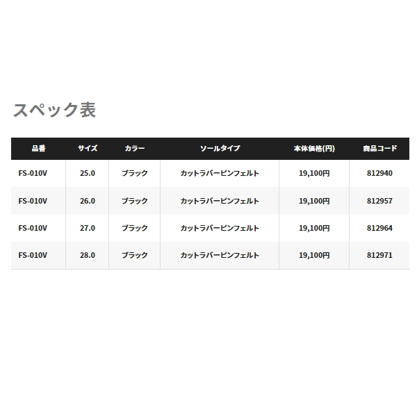 画像: ≪'22年9月新商品！≫ シマノ ロックショア ウェットブーツ カットラバーピンフェルト FS-010V ブラック 26.0cm [9月発売予定/ご予約受付中]